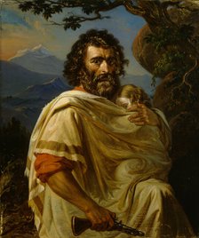 Italian Man with a Child, 1860. Creator: Robert Wilhelm Ekman.