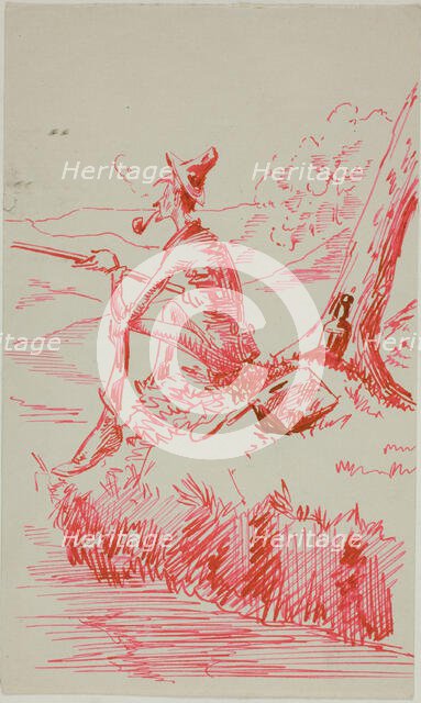 Man Fishing on Bank of River, n.d. Creator: Anders Leonard Zorn.