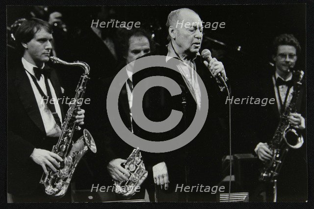 Woody Herman in concert at the Forum Theatre, Hatfield, Hertfordshire, 1983. Artist: Denis Williams