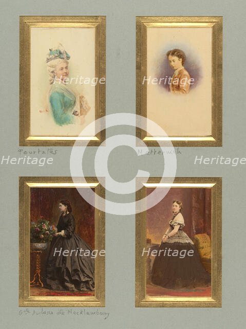 [Pourtalès, Metternich, Grande Duchesse de Mecklemboury, and Unknown Sitter], before 1865. Creator: Pierre-Louis Pierson.