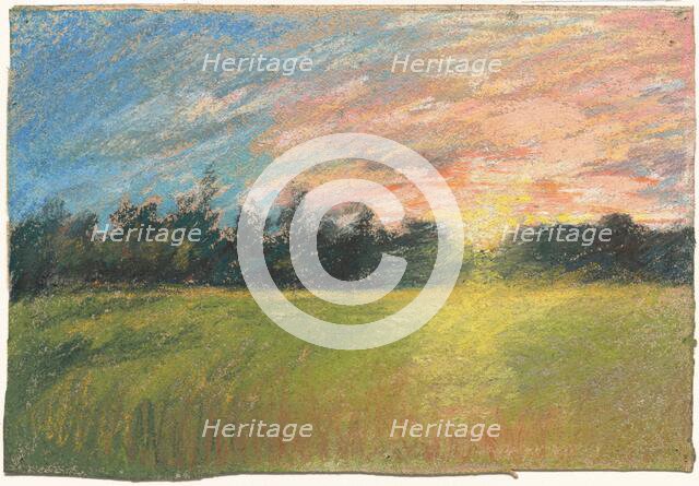 A Meadow at Sunset, c. 1845. Creator: Paul Huet.