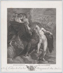 Ganymede, leaning on an eagle, receiving the cup from Hebe, 1786. Creators: Benoit Louis Henriquez, Grangeret.