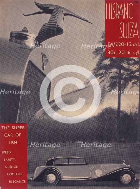 Poster advertising Hispano-Suiza cars, 1934. Artist: Unknown