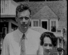 American Aviator Charles Augustus Lindbergh and His Wife Anne Morrow Lindbergh Posing..., 1930s. Creator: British Pathe Ltd.