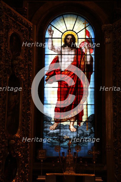Christ, stained glass, St Isaac's Cathedral, St Petersburg, Russia, 2011. Artist: Sheldon Marshall