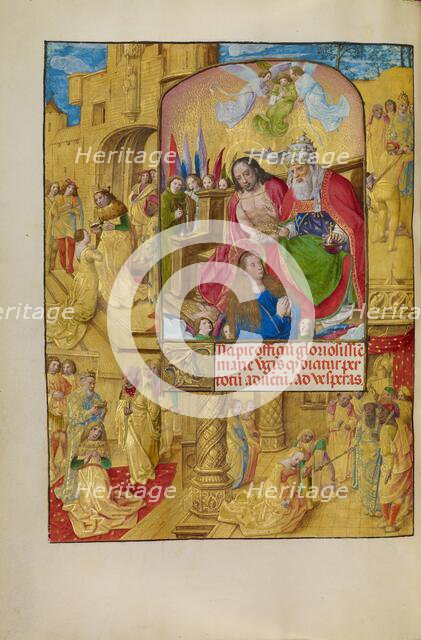 The Coronation of the Virgin; Spinola Hours, about 1510-1520. Creator: Master of the Lubeck Bible.