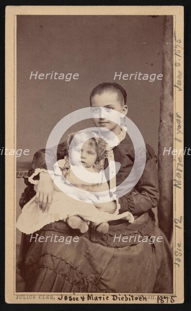 Group Portrait of Herman Henry Diebitsch Children, Marie and Josephine (Josie), June 8, 1875. Creator: Julius Ulke.