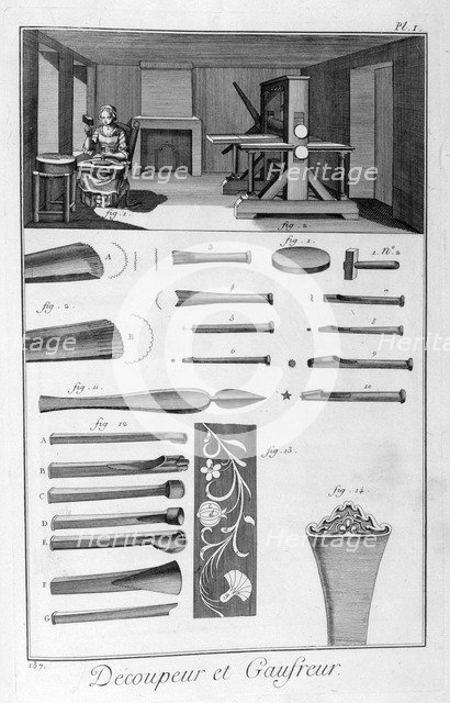 Embossed fabric maker, 1751-1777. Artist: Unknown