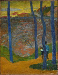 Les Arbres bleus. Vous y passerez, la belle. (Blue Trees. Your Turn Will Come, My Beauty!), 1888. Creator: Gauguin, Paul Eugéne Henri (1848-1903).