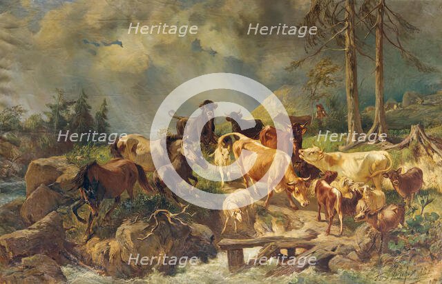 Mountainous landscape with cows, 1897 (?). Creator: Franz Xaver von Pausinger.