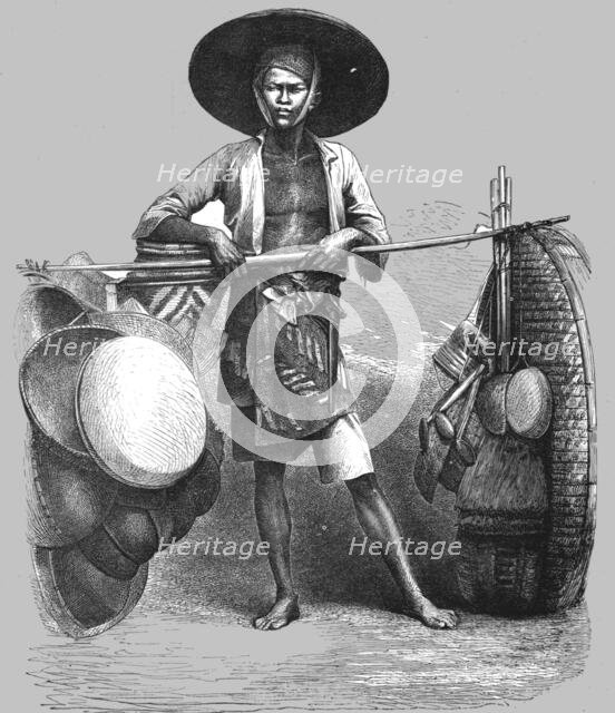 'Basket-seller; A Visit to Borneo', 1875. Creator: A.M. Cameron.
