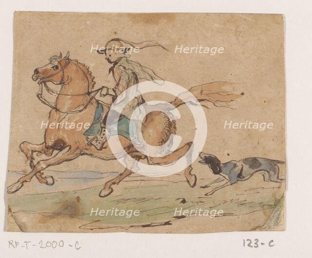 Rider on galloping horse, 1849. Creator: Johannes Tavenraat.