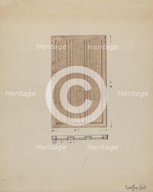 One of Original Inside Doors to Sacristy, c. 1936. Creator: Geoffrey Holt.