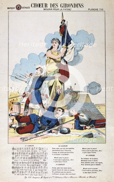 'Choeur des Girondins', song sheet, Franco-Prussian war, 1870-1871.  Artist: Anon