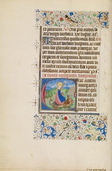 Initial E: Saint Margaret and a Dragon; Llangattock Hours, 1450s. Creator: Master of the Llangattock Hours.