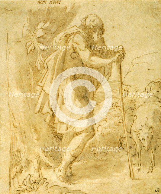 Old Shepherd Leaning on a Staff, 1524/31. Creator: Parmigianino.
