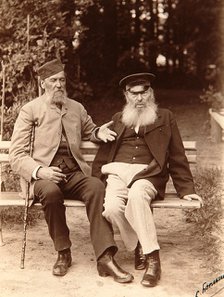 Yakov Polonsky and Afanasy Fet, Russian poets, c1890.  Artist: Sergei Dmitrievich Botkin