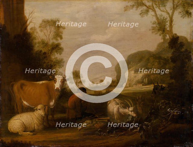 Shepherd playing music, 1650-1680. Creator: Jan Baptist Wolfaerts.