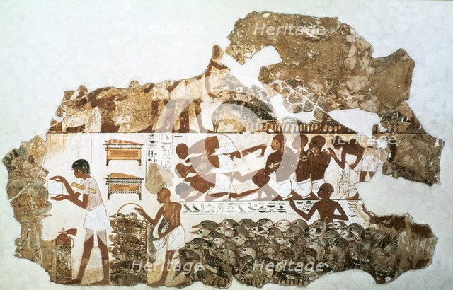 Counting the geese: fragment of wall painting from the tomb of Nebamun, Thebes, Egypt, c1350 BC. Artist: Unknown