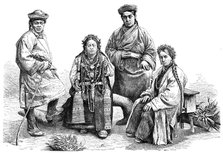 Bhutia (Bhutanese) costumes, 1895.Artist: Pranishnikoff