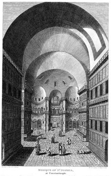 Interior of Hagia Sophia, Constantinople, Engraving, 1815. Artist: Unknown