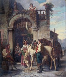 La halte des chevaux à l'auberge, c.1860. Creator: Auguste Dutuit.