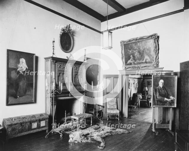 Apartment of Prince Pierre Troubetzkoy, 15 West 67th Street, New York City, with fireplace..., 1919. Creator: Frances Benjamin Johnston.
