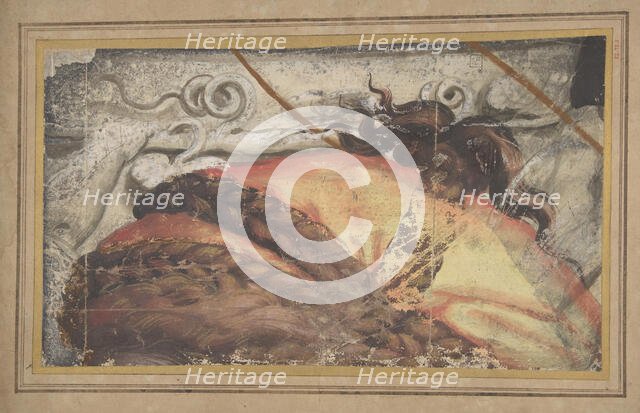 Tapestry Cartoon Fragment: The Top of Woman's Head with Hair Braided over a Cloth..., 1500-50. Creator: School of Raphael.