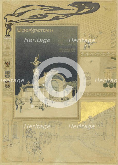 Karlsplatz Stadtbahn Station in Vienna, 1895-1900. Creator: Wagner, Otto Koloman (1841-1918).