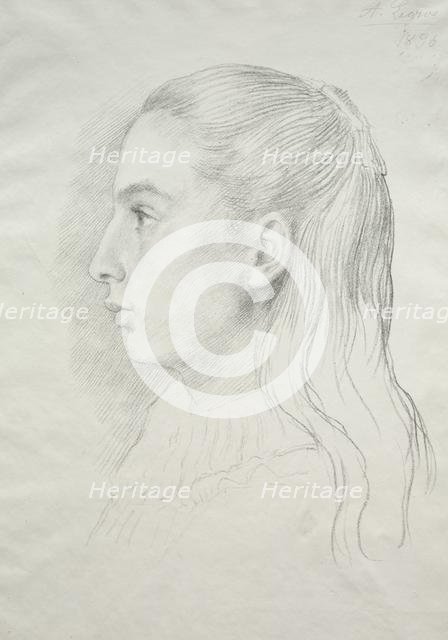 Portrait de Mlle. Nora E. Legros, 1896. Creator: Alphonse Legros (French, 1837-1911).