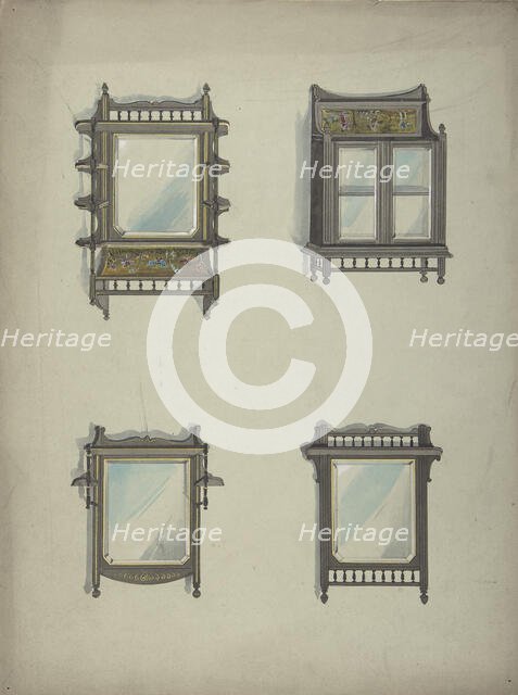 Design for Four Hanging Mirrors, 19th century. Creator: Anon.