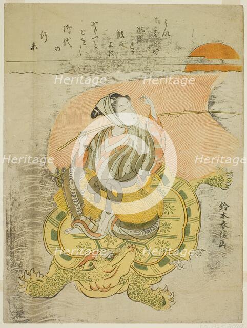Young Man Riding a Giant Tortoise (parody of Urashima Taro), c. 1767/68. Creator: Suzuki Harunobu.