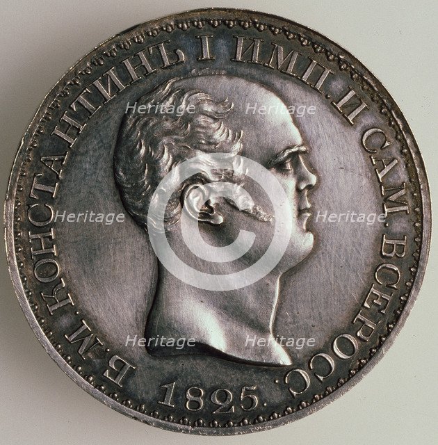 'The Rubel of Constantine', (Averse: Portrait of Constantine), 1825. Artist: Unknown