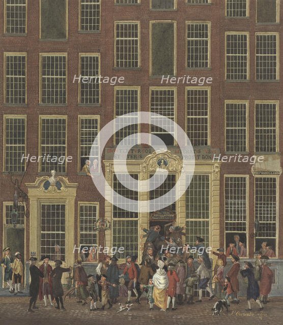 Jan de Groot's bookshop and lottery office in the Kalverstraat in Amsterdam, 1758-1843. Creator: Anon.