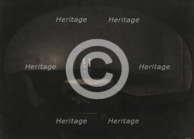 Interior. Artificial Light, 1909. Creator: Vilhelm Hammershøi.