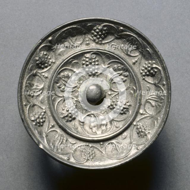 Miniature Mirror with Grape Decoration, 7th century. Creator: Unknown.