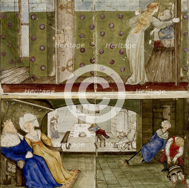 Sixteen tiles form eight illustrations of the 'Briar Rose' tale, 1862-1865. Artists: William Morris, Sir Edward Coley Burne-Jones.