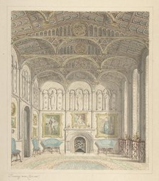 Drawing Room of Lea Castle, Looking West, ca. 1816. Creator: Attributed to John Carter.