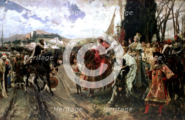 The Surrender of Granada, painted from 1879 to 1882. Delivery of the keys of the city to the Cath…