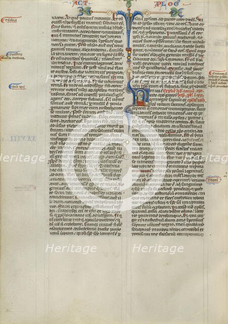 Inhabited Initial N ; Abbey Bible, about 1250-1262. Creator: Unknown.