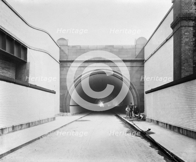 South entrance to the Rotherhithe Tunnel during construction, Southwark, London, 1908. Artist: Unknown.