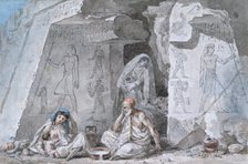 'Egyptian Family Outside an Ancient Tomb', 19th century. Artist: Vivant Denon