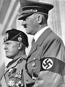Adolph Hitler (1889-1945) and Benito Mussolini (1883-1945). Artist: Unknown