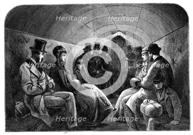 The Thames Subway at Tower-Hill: interior of carriage, 1870. Creator: Unknown.