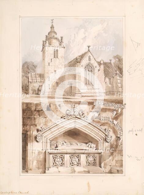 Corstorphine Church - Exterior and Forester's Tomb, 1848-1852. Creator: Robert William Billings.