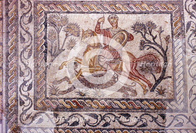 Roman Mosaic of Horseman hunting a leopard, Merida, Spain, c2nd-3rd century. Artist: Unknown.