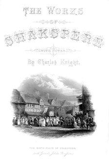 'The Works of Shakspere - The Birth-Place of Shakspere (with Garic's Jubilee Procession)', c1870. Artist: Unknown.