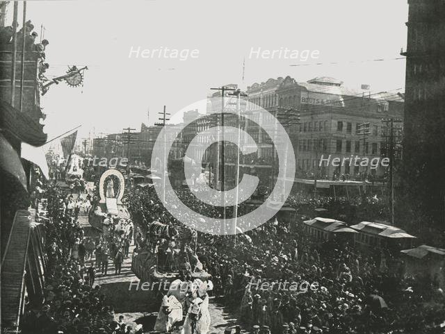 The Mardi Gras parade in Canal Street, New Orleans, USA, 1895.  Creator: Unknown.