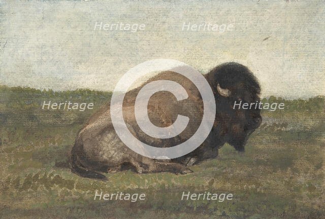 Bison Lying Down, 1810-75. Creator: Antoine-Louis Barye.