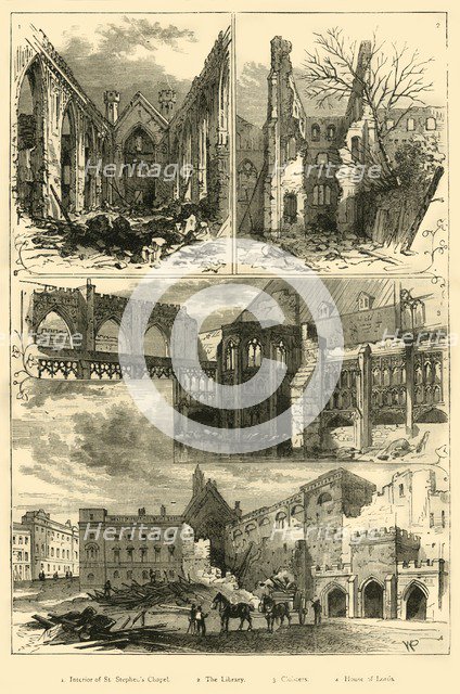 'Ruins of the Houses of Parliament', (1881). Creator: Unknown.